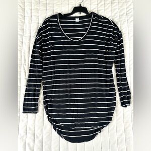 Old Navy Medium Loose Luxe Slub-Knit Tunic Tee for Women Black White
